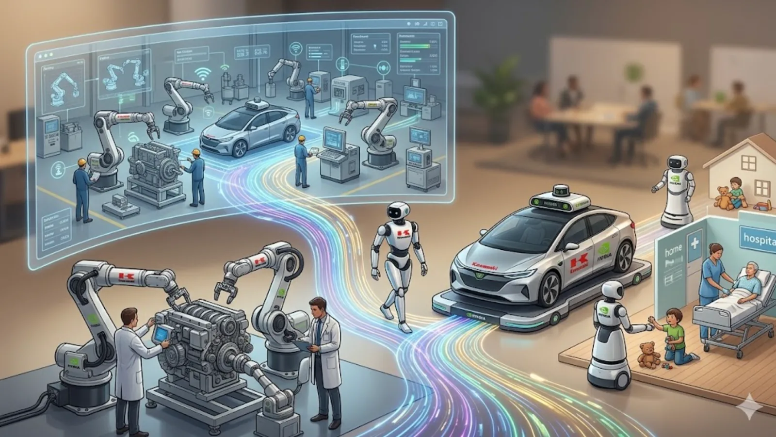 Kawasaki y NVIDIA dan un nuevo paso para sacar la inteligencia artificial de la pantalla